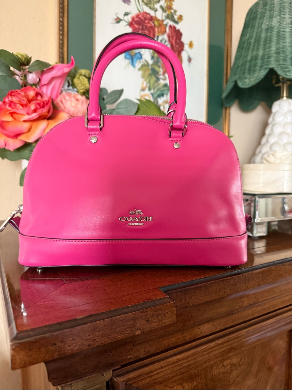 COACH leather Vintage Hot Pink Dome Satchel. Bristol condition